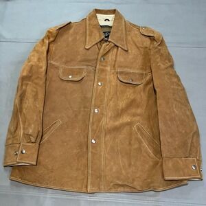 True VTG 70s Sears Leather Shop Roughout Suede Western Cowboy Shacket Jacket-46-